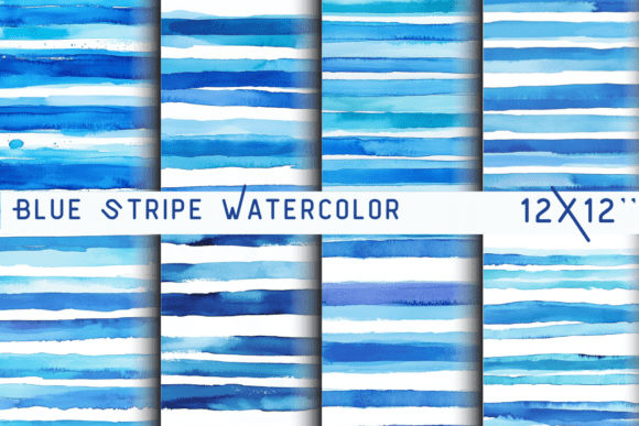 Elevate Your Designs with Blue Stripe Watercolor Backgrounds