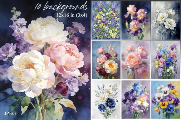 Floral Backgrounds Set with Flowers: Your Design Foundation