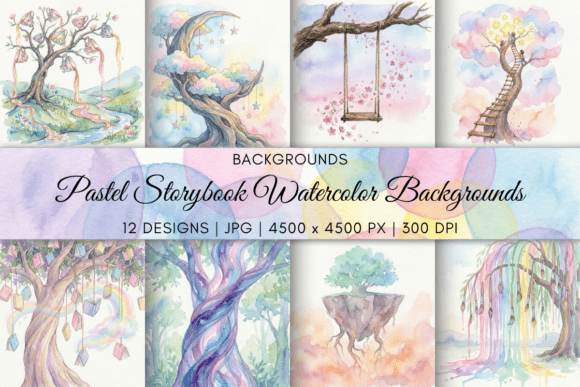 Pastel Storybook Watercolor Backgrounds: A Dreamy Design Foundation