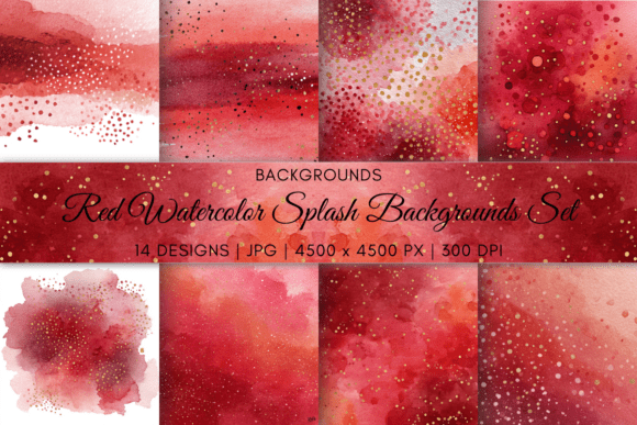 Red Watercolor Splash Backgrounds: Bold Design Assets