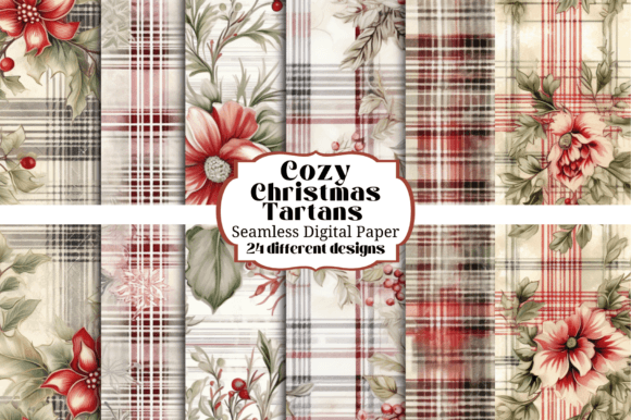 Warm Up Your Projects with Cozy Christmas Tartan Floral Backgrounds