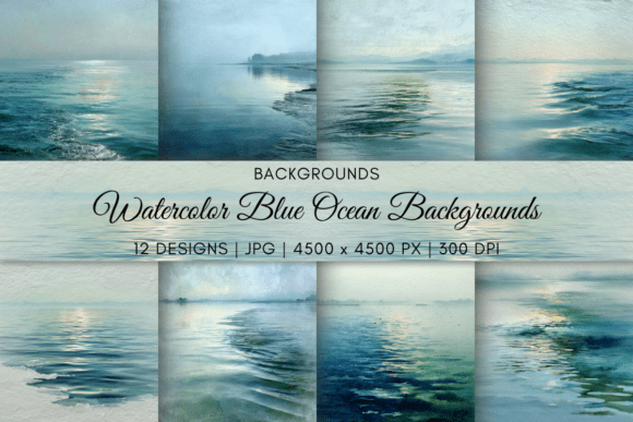 Watercolor Blue Ocean Backgrounds for Calming Designs